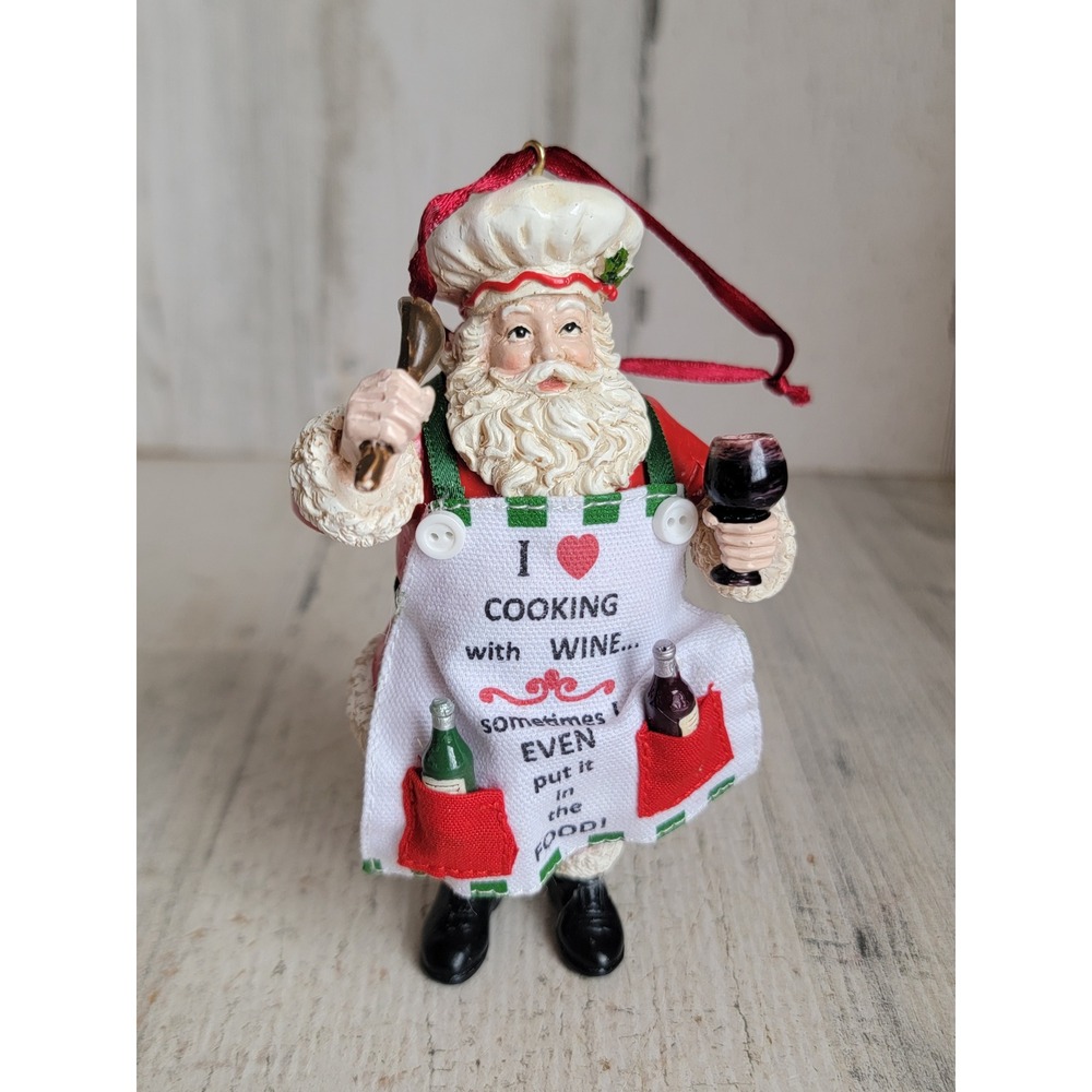 Kurt Adler Santa Claus chef cooking wine ornament Xmas unique home decor
